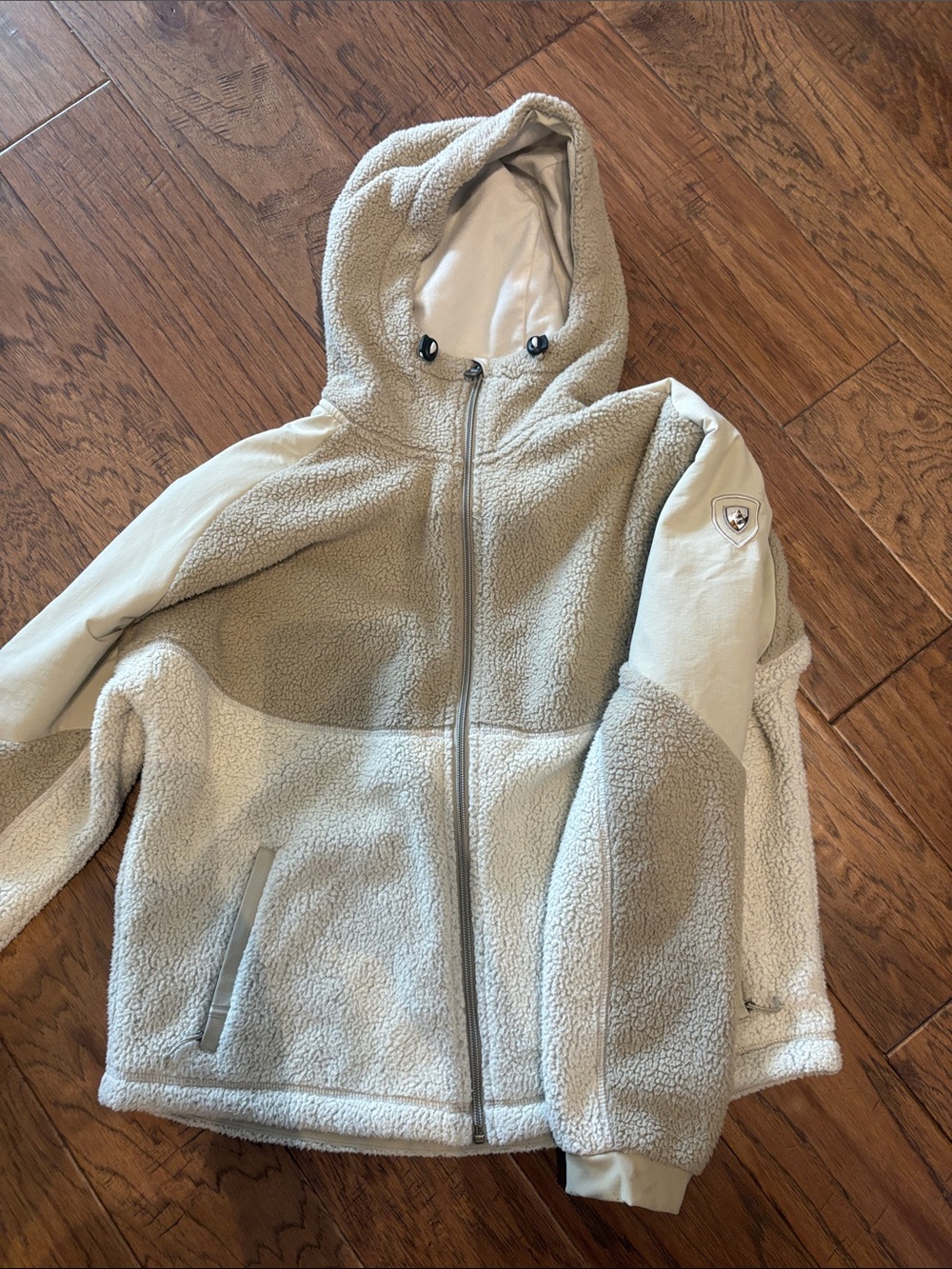 Kuhl Women’s Hooded Sherpa Jacket in Light Beige